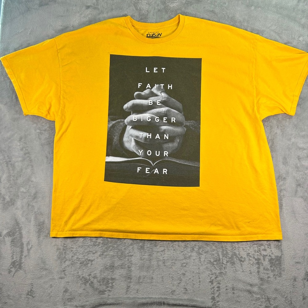 Popular Poison Mens Yellow Faith Over Fear Graphic T-Shirt Size 5XL Cotton